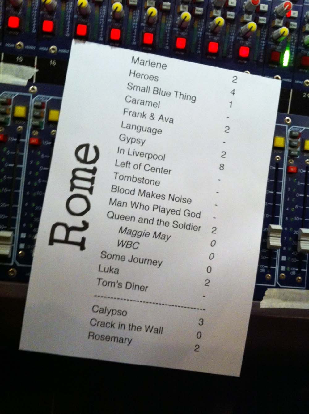 Set List (scalette)