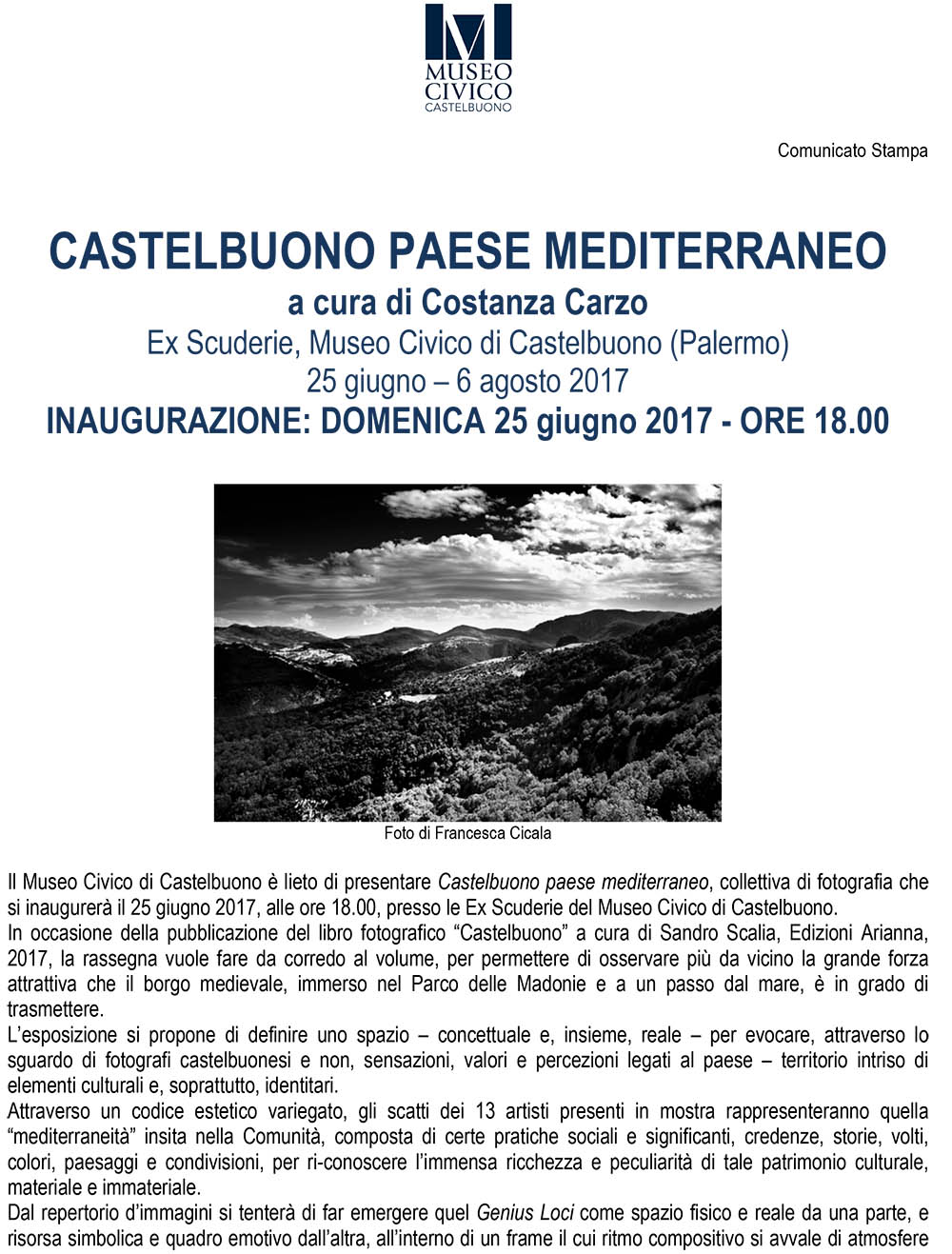 mostra fotografica CASTELBUONO PAESE MEDITERRANEO - Museo Civico di Castelbuono (Palermo) 25 giugno – 6 agosto 2017