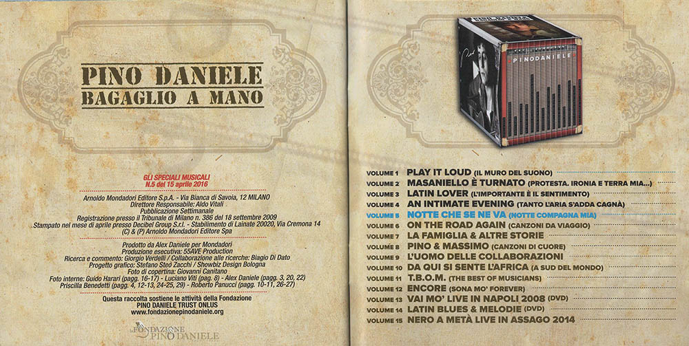 cd Pino Daniele - Notte Che Se Ne Va 2016